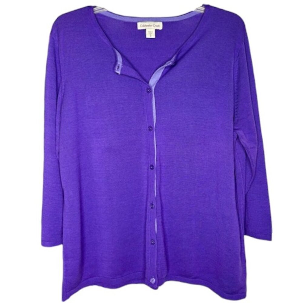 Coldwater Creek Silk/Cotton Cardigan - Purple/Lavender - 1X